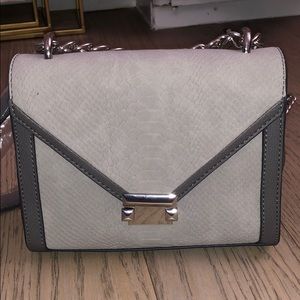 Grey crocodile patterned bag